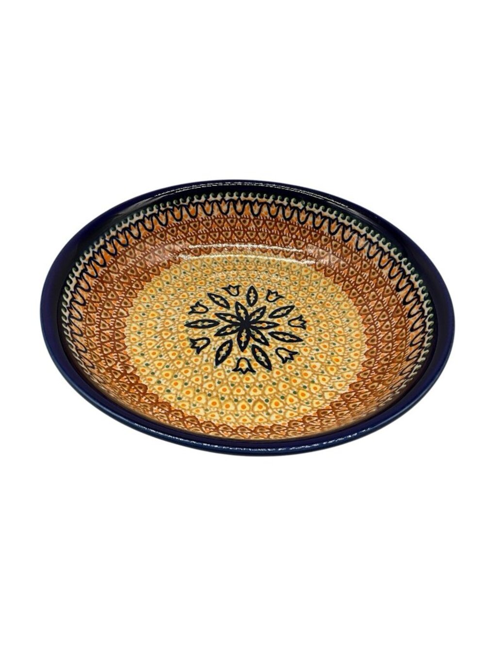 Polish Pottery Bowl Harlequin UNIKAT Hand Crafted 10" Serving Bowl Collectible